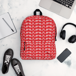 Red Backpack With Duplicated White MM Iconic Logo
