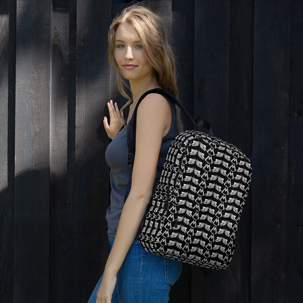 Black Backpack With Duplicated White MM Iconic Logo