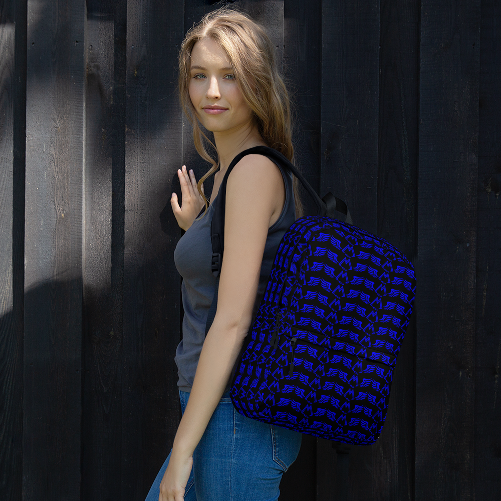 Black Backpack With Duplicated Blue MM Iconic Logo