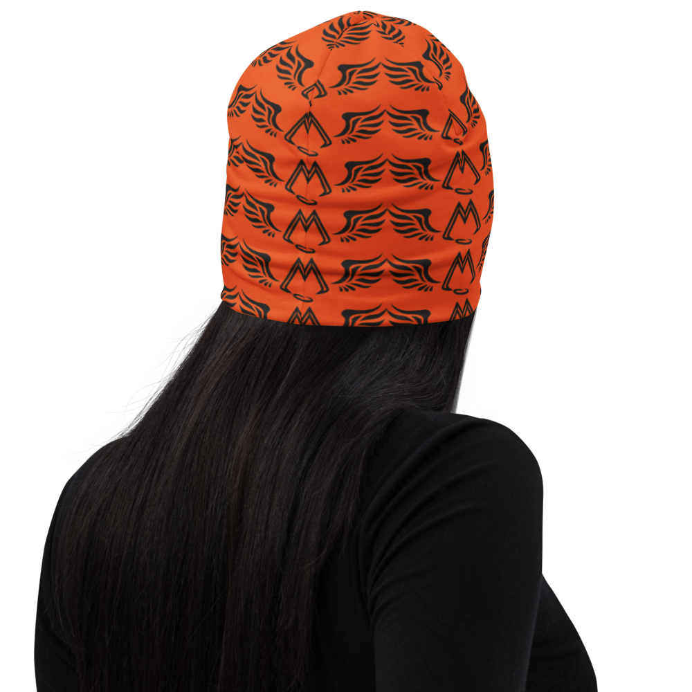 Orange Beanie With Duplicated Black MM Iconic Logo