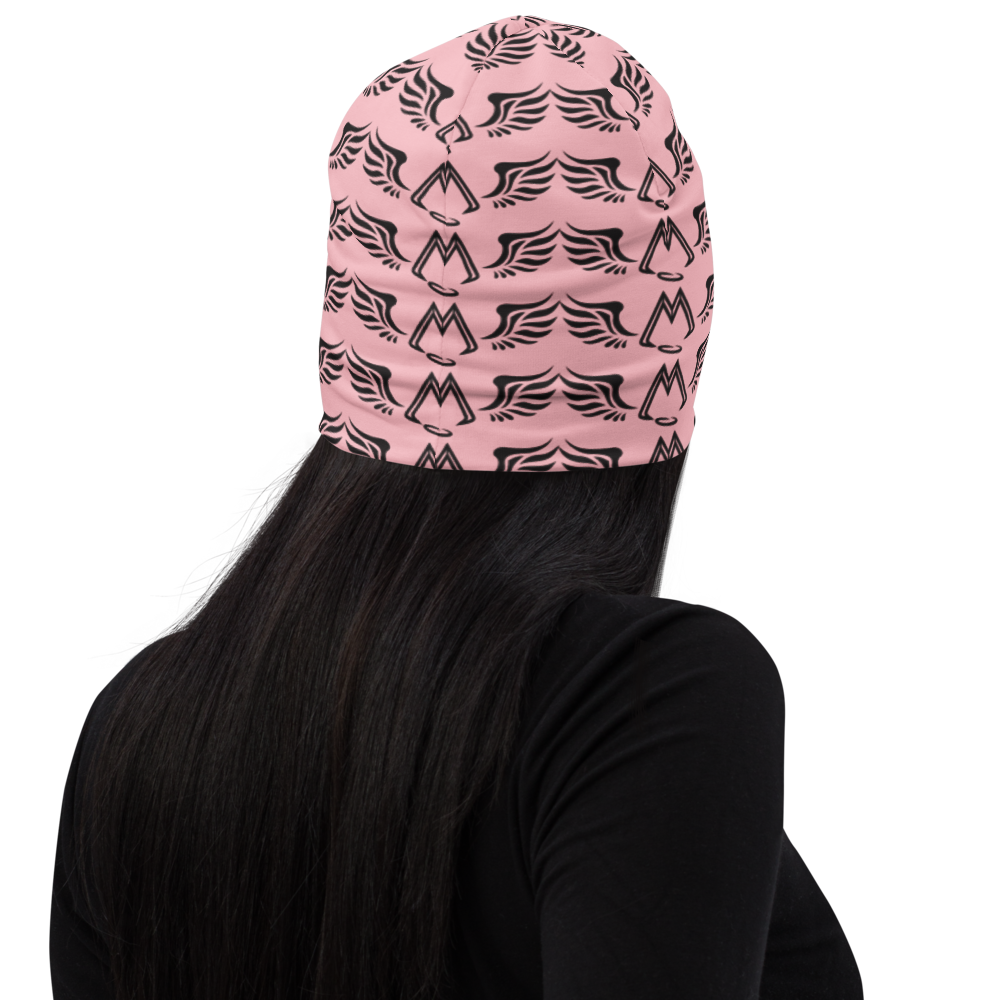 Pink Beanie With Duplicated Black MM Iconic Logo