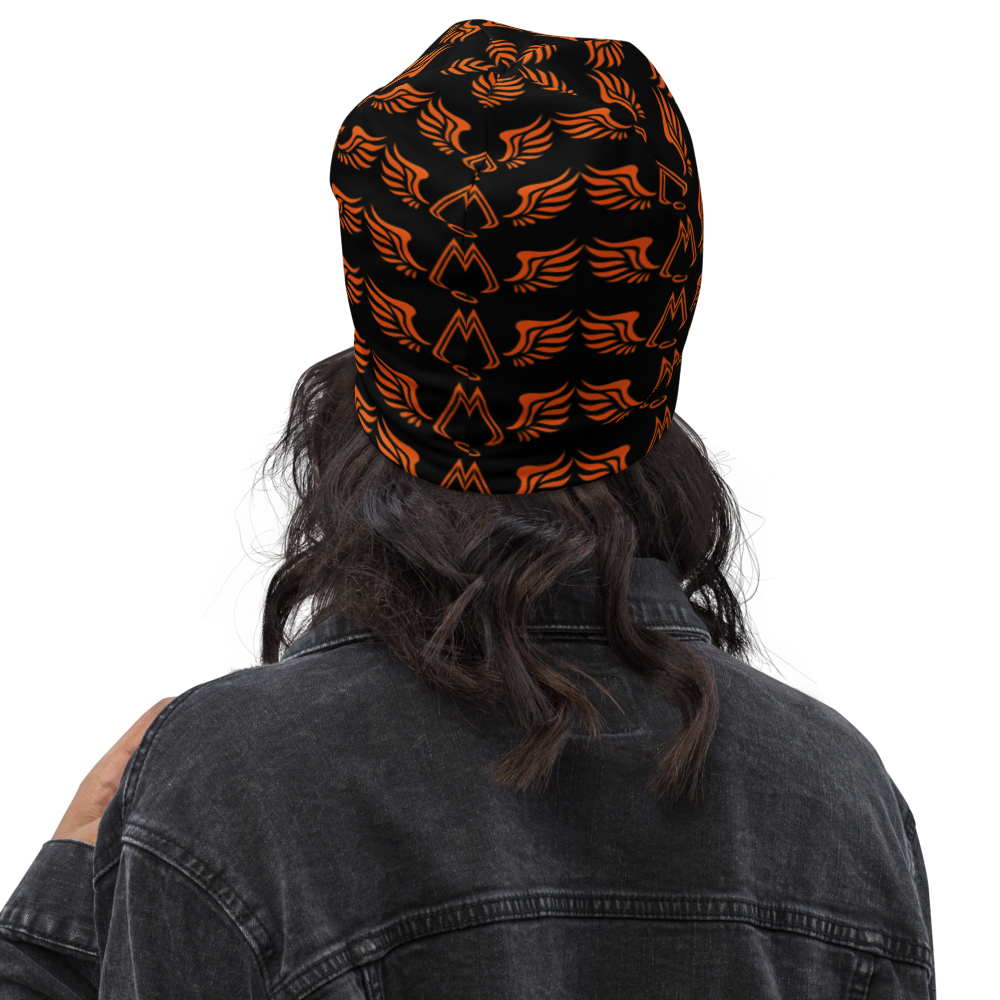 Black Beanie With Duplicated Orange MM Iconic Logo