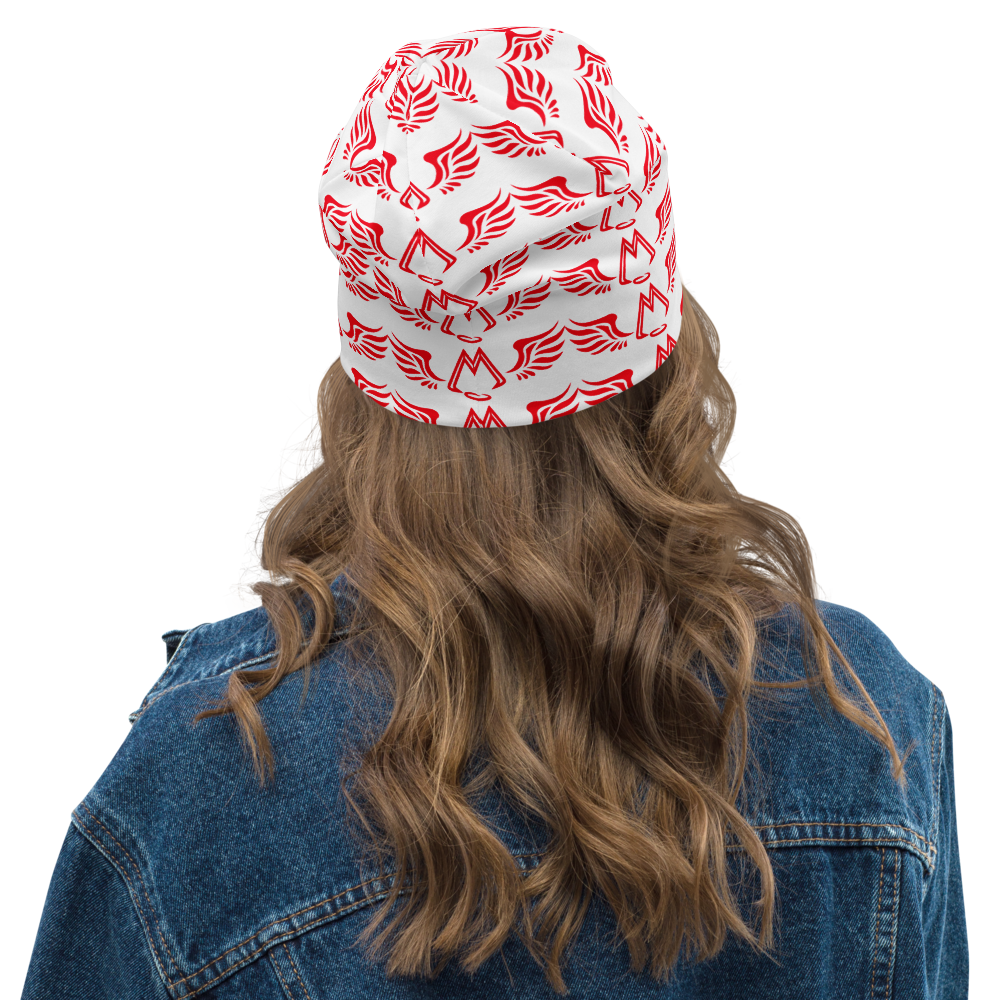White Beanie With Duplicated Red MM Iconic Logo
