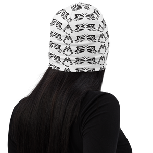 White Beanie With Duplicated Black MM Iconic Logo