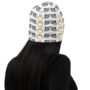 White Beanie With Duplicated Gold-Black MM Iconic Logo
