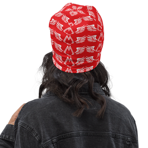 Red Beanie With Duplicated White MM Iconic Logo