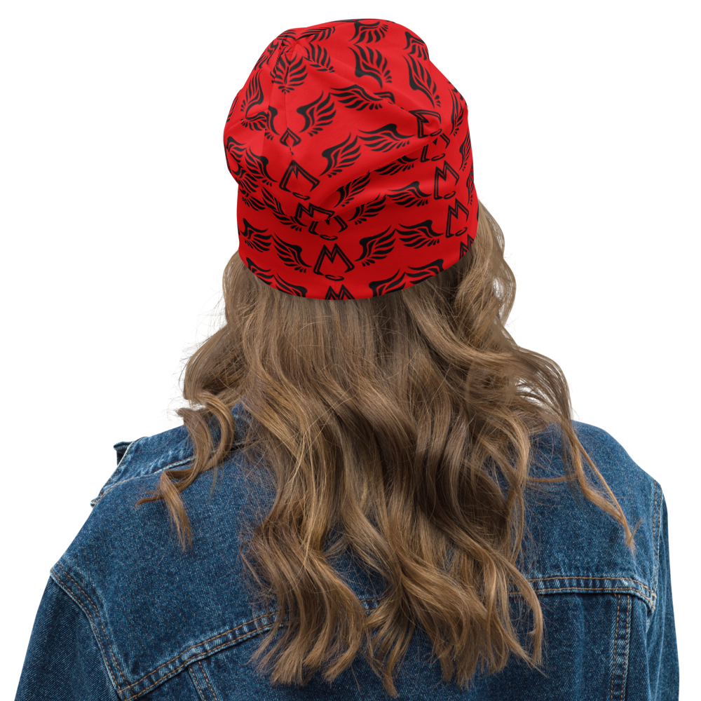 Red Beanie With Duplicated Black MM Iconic Logo