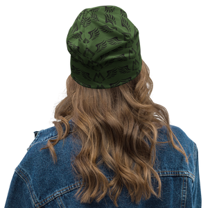 Army Green Beanie With Duplicated Black MM Iconic Logo