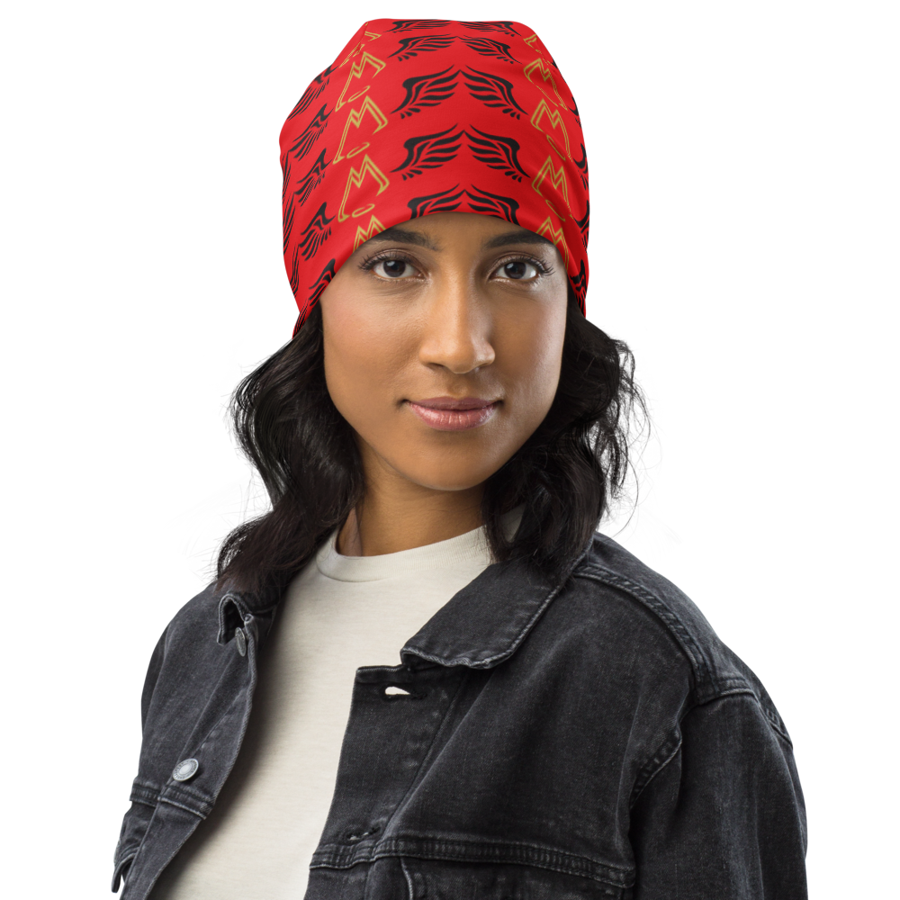 Red Beanie With Duplicated Gold-Black MM Iconic Logo