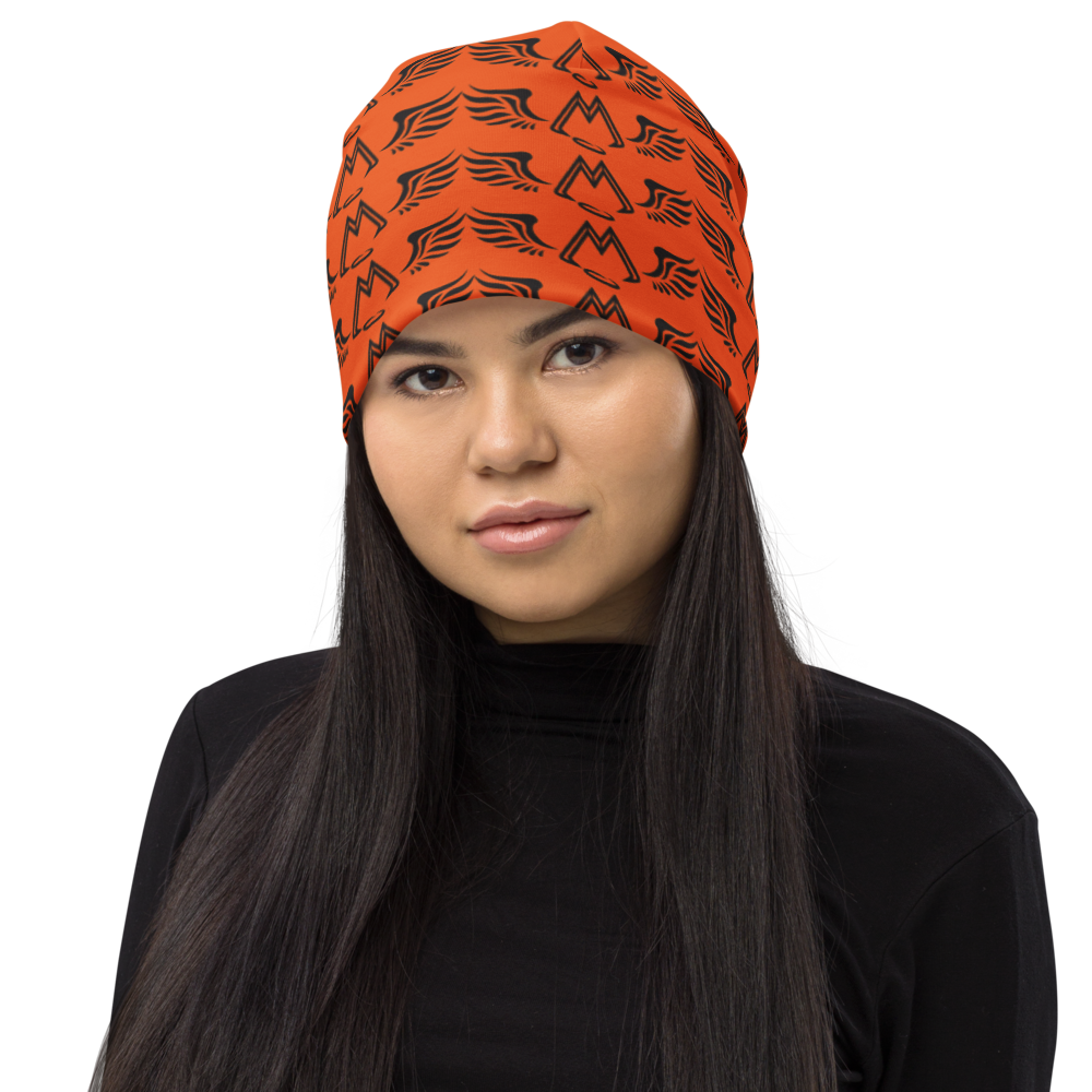 Orange Beanie With Duplicated Black MM Iconic Logo
