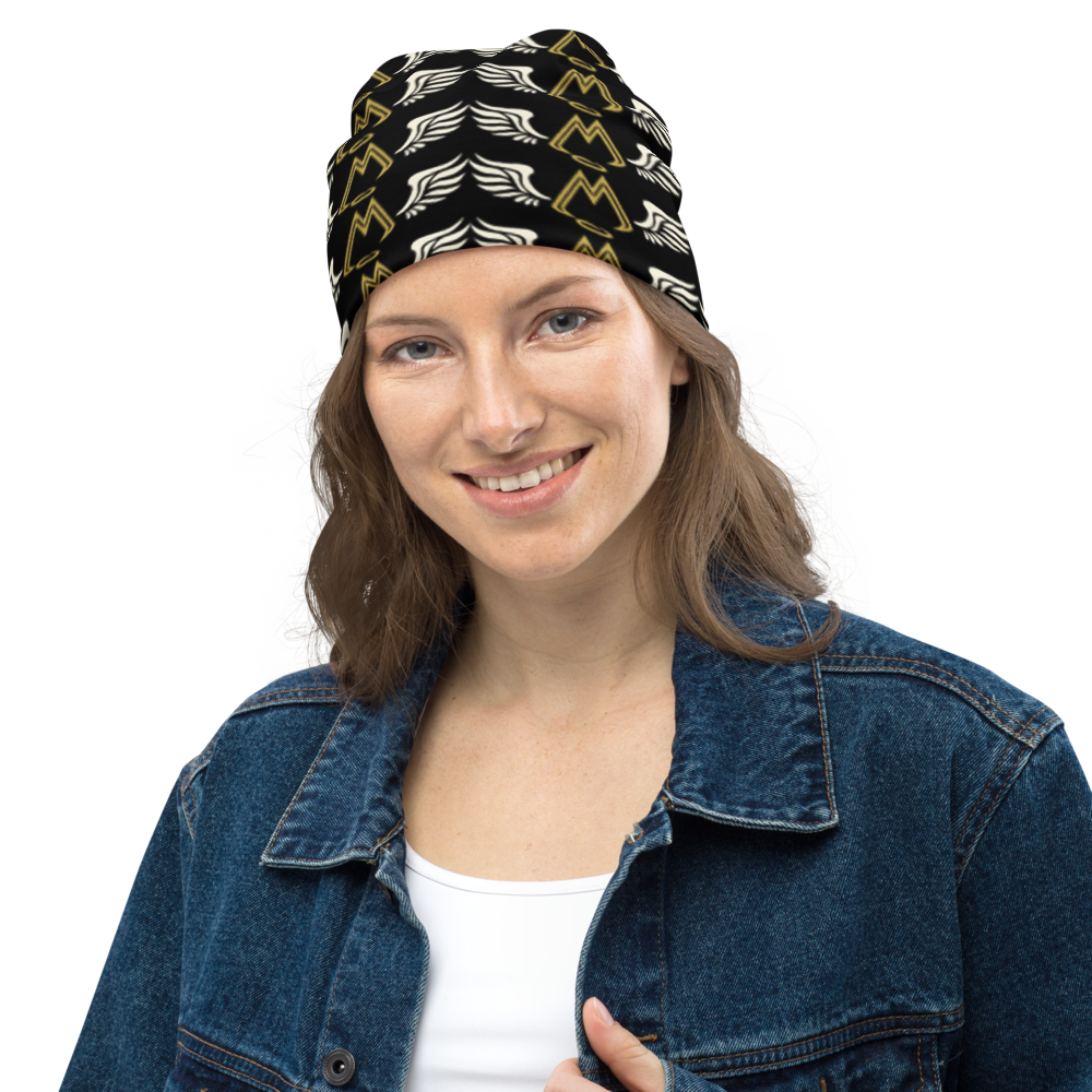 Black Beanie With Duplicated Classic MM Iconic Logo