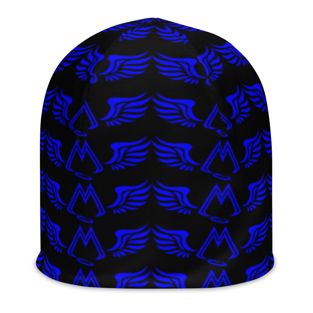 Black Beanie With Duplicated Blue MM Iconic Logo