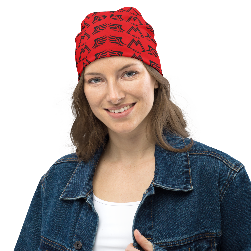 Red Beanie With Duplicated Black MM Iconic Logo