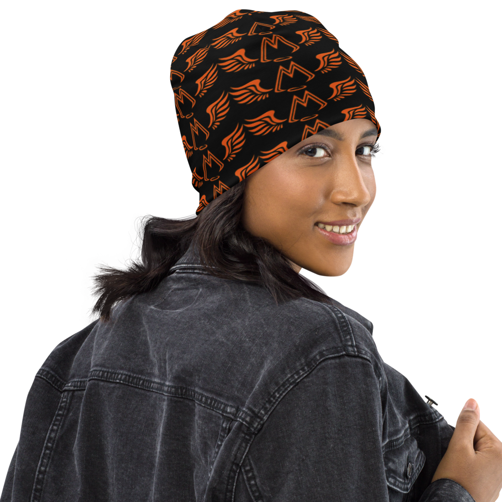 Black Beanie With Duplicated Orange MM Iconic Logo