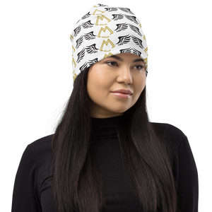 White Beanie With Duplicated Gold-Black MM Iconic Logo