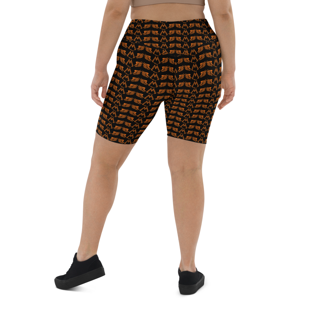 Black Biker Shorts With Duplicated Orange MM Iconic Logo