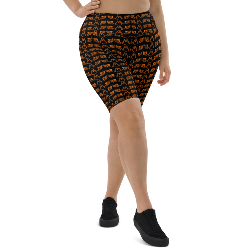 Black Biker Shorts With Duplicated Orange MM Iconic Logo