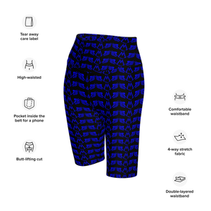 Black Biker Shorts With Duplicated Blue MM Iconic Logo