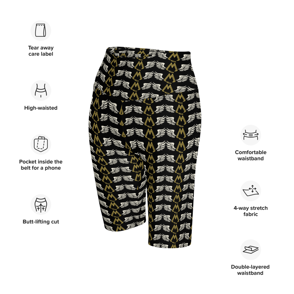 Black Biker Shorts With Duplicated Classic MM Iconic Logo