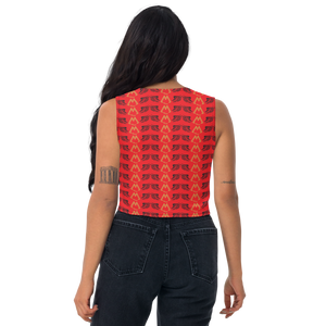 Red Crop Tank Top With Duplicated Gold-Black MM Iconic Logo