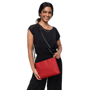 Red Crossbody Bag With Duplicated Black MM Iconic Logo