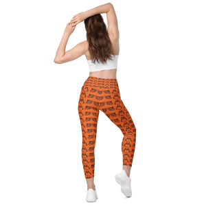 Orange Crossover Leggings With Duplicated Black MM Iconic Logo