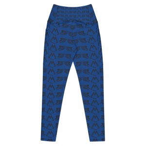 Blue Crossover Leggings With Duplicated Black MM Iconic Logo