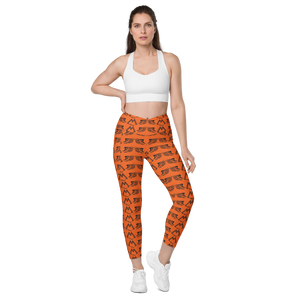 Orange Crossover Leggings With Duplicated Black MM Iconic Logo