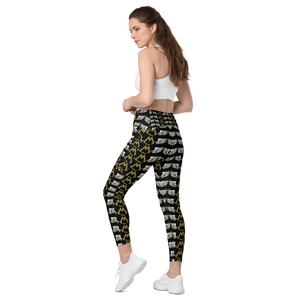 Black Crossover Leggings With Duplicated Classic MM Iconic Logo