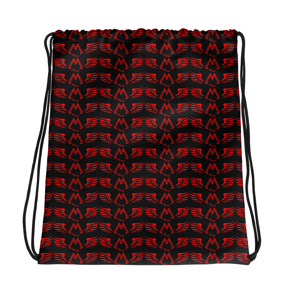 Black Drawstring Bag With Duplicated Red MM Iconic Logo