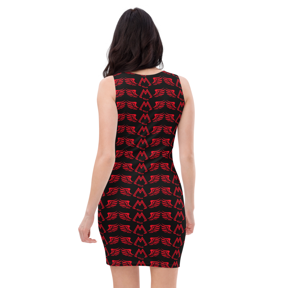 Women's Black Dress With Duplicated Red MM Iconic Logo