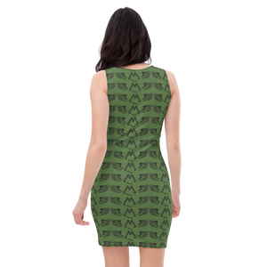 Army Green Dress With Duplicated Black MM Iconic Logo