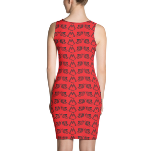 Red Dress With Duplicated Black MM Iconic Logo