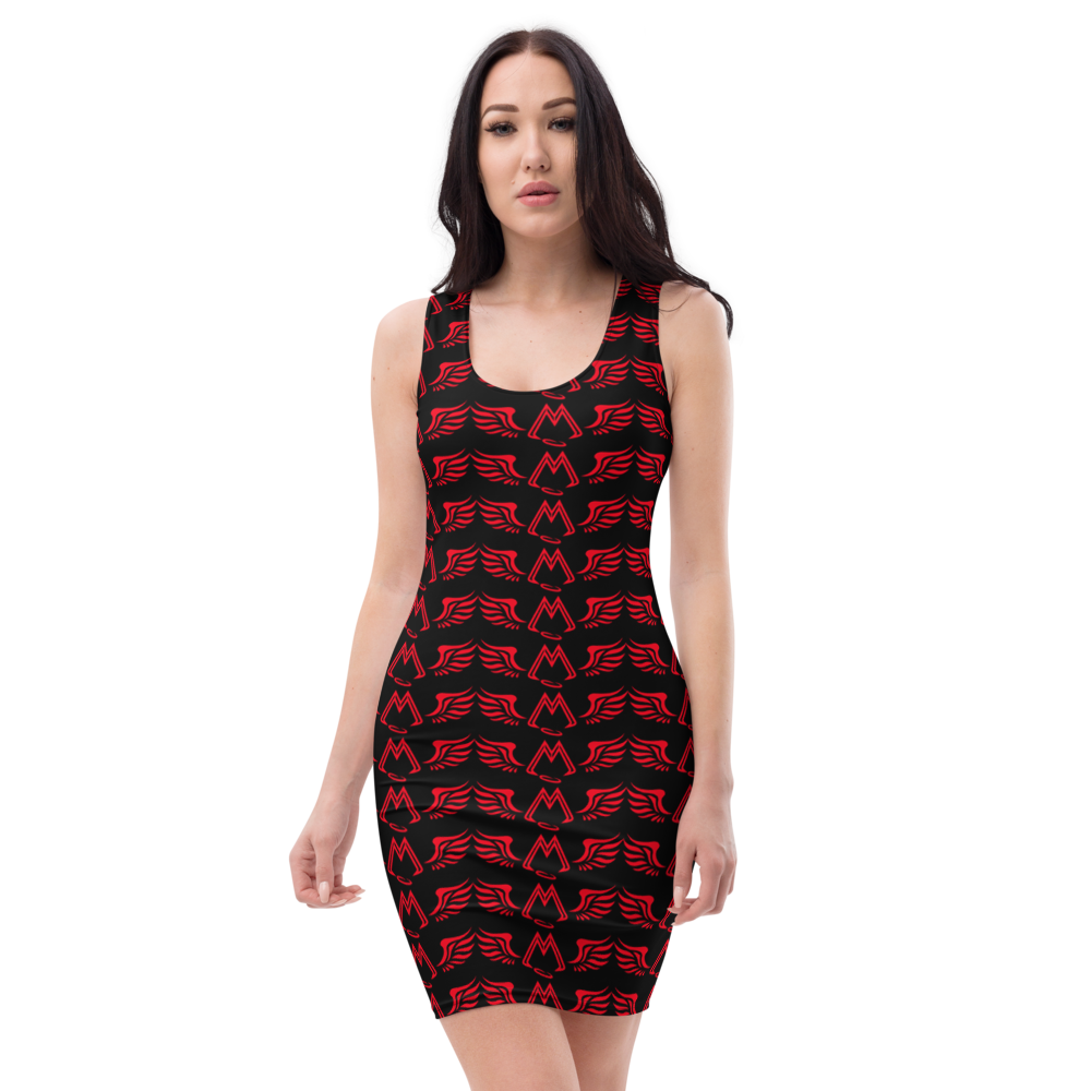 Women's Black Dress With Duplicated Red MM Iconic Logo