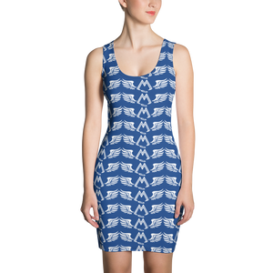 Blue Dress With Duplicated White MM Iconic Logo
