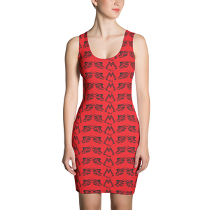 Red Dress With Duplicated Black MM Iconic Logo