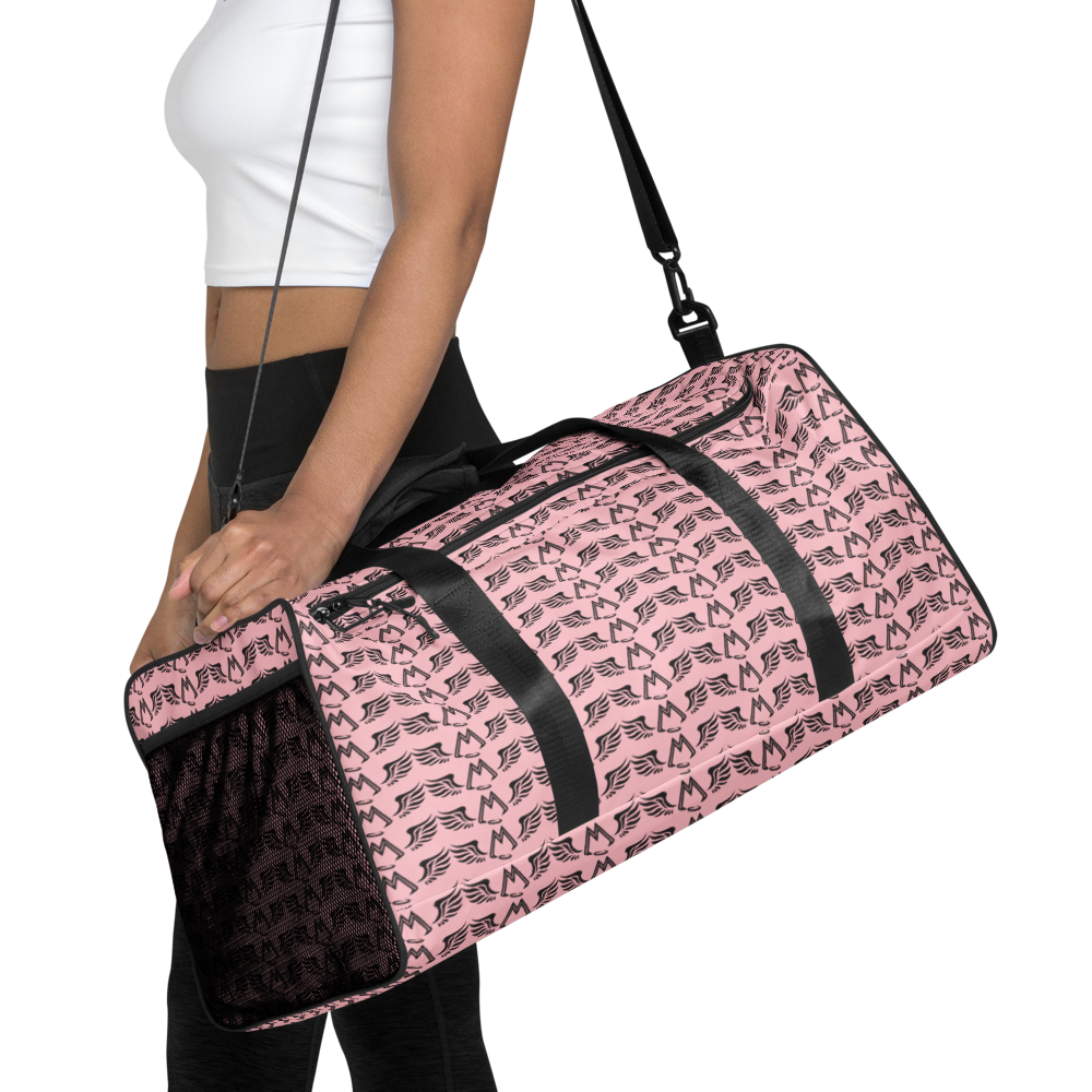 Pink Duffle Bag With Duplicated Black MM Iconic Logo