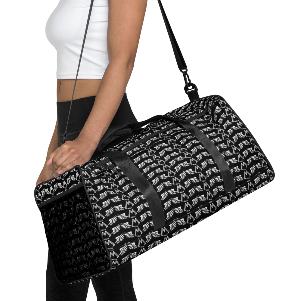 Black Duffle Bag With Duplicated White MM Iconic Logo