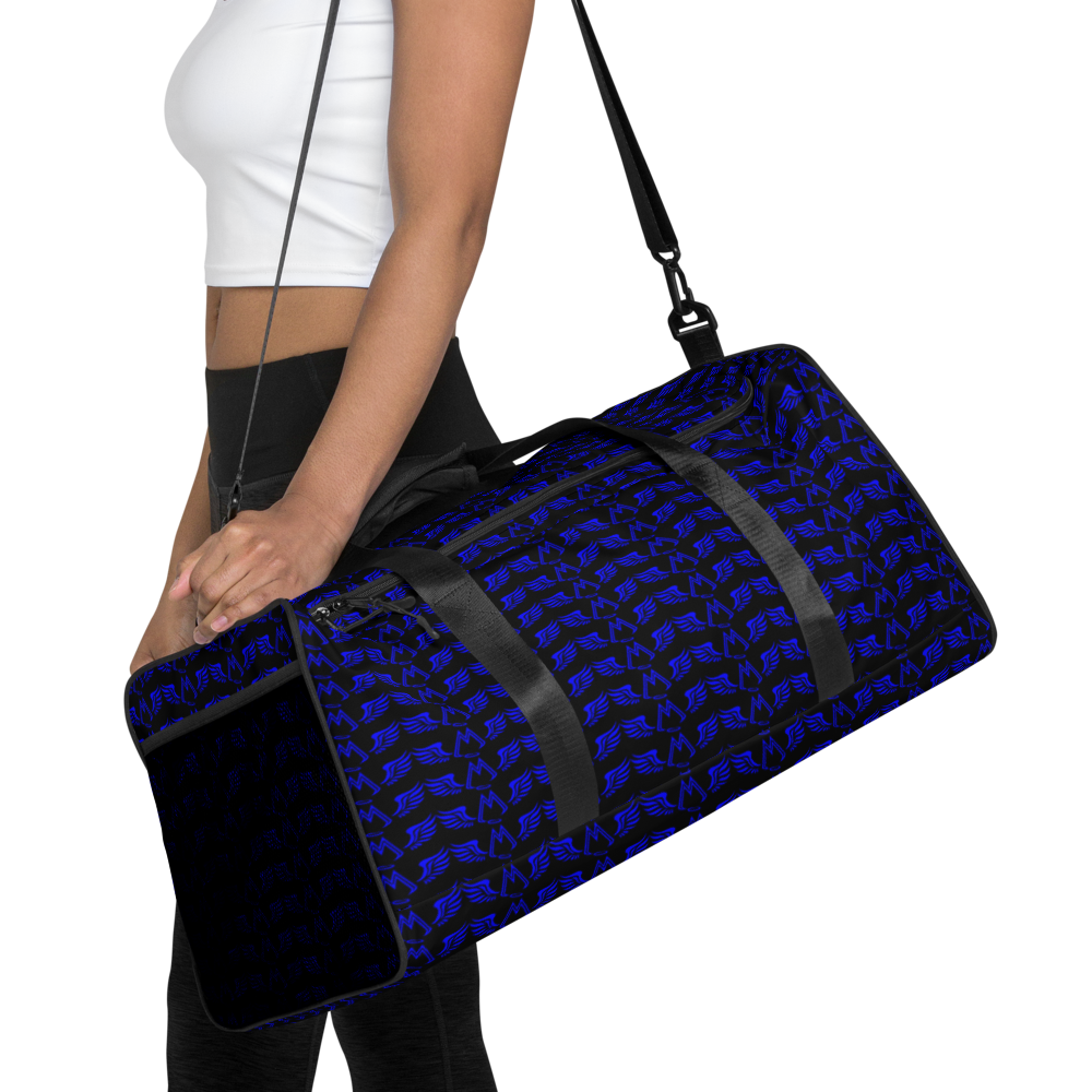 Black Duffle Bag With Duplicated Blue MM Iconic Logo
