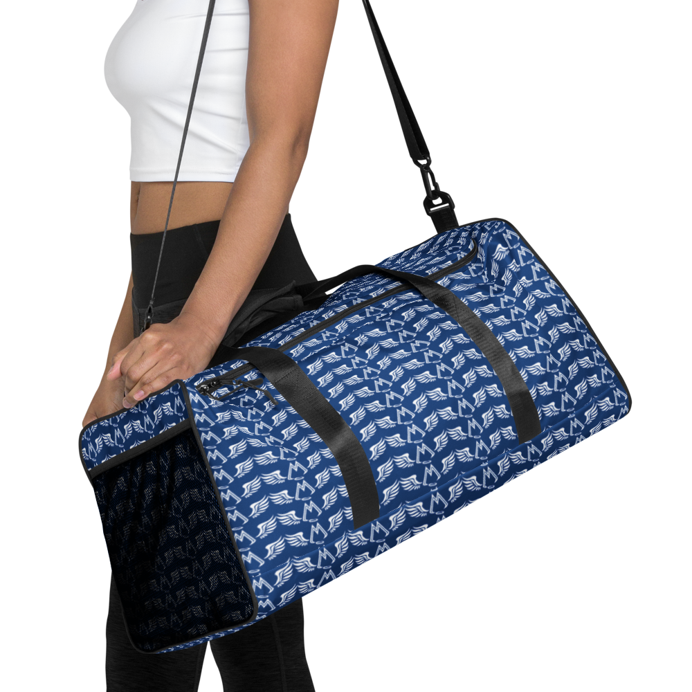 Blue Duffle Bag With Duplicated White MM Iconic Logo