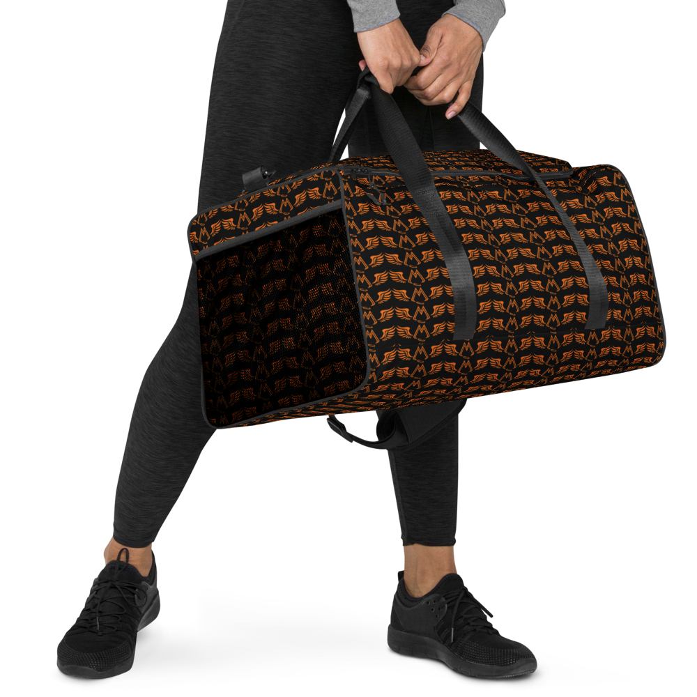Black Duffle Bag With Duplicated Orange MM Iconic Logo