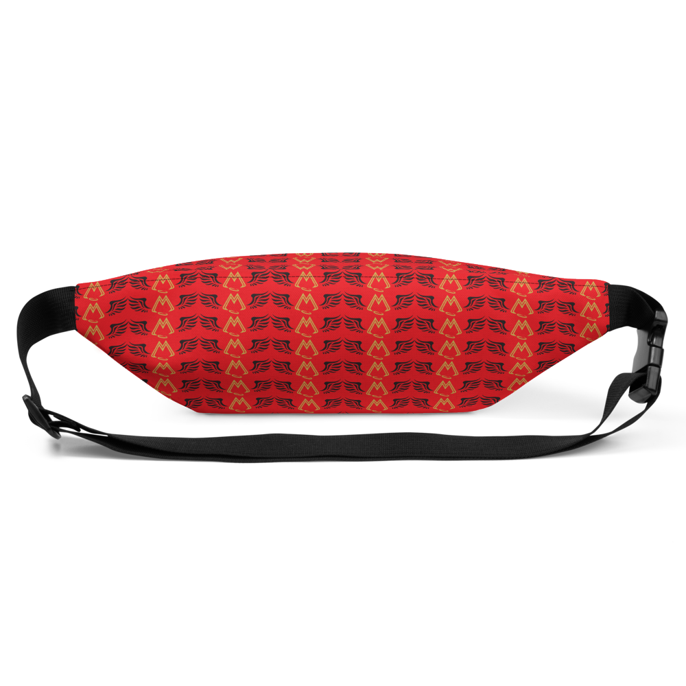 Red Fanny Pack With Duplicated Gold-Black MM Iconic Logo