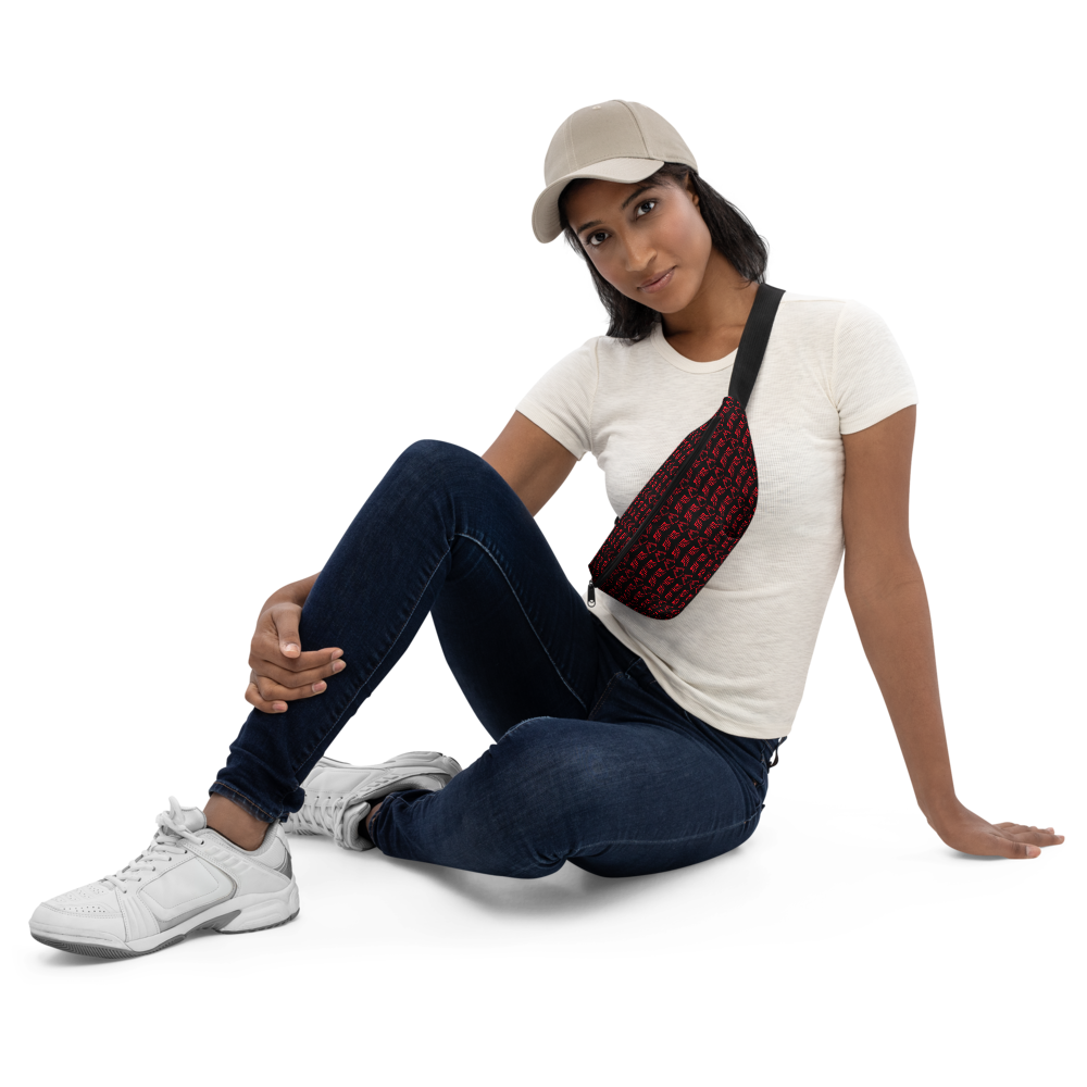 Black Fanny Pack With Duplicated Red MM Iconic Logo