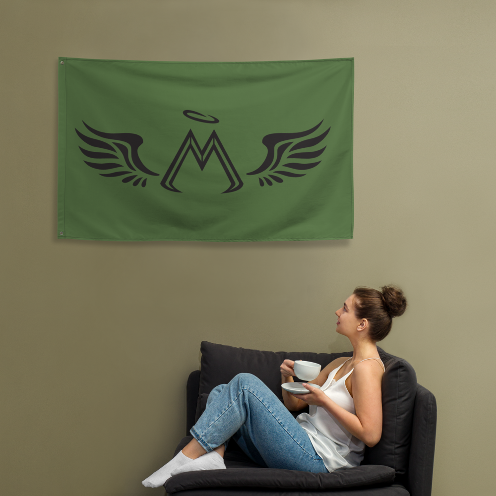 Army Green Flag With Black MM Iconic Logo