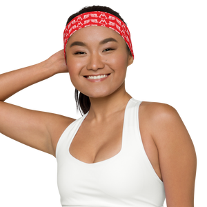 Red Headband With Duplicated White MM Iconic Logo