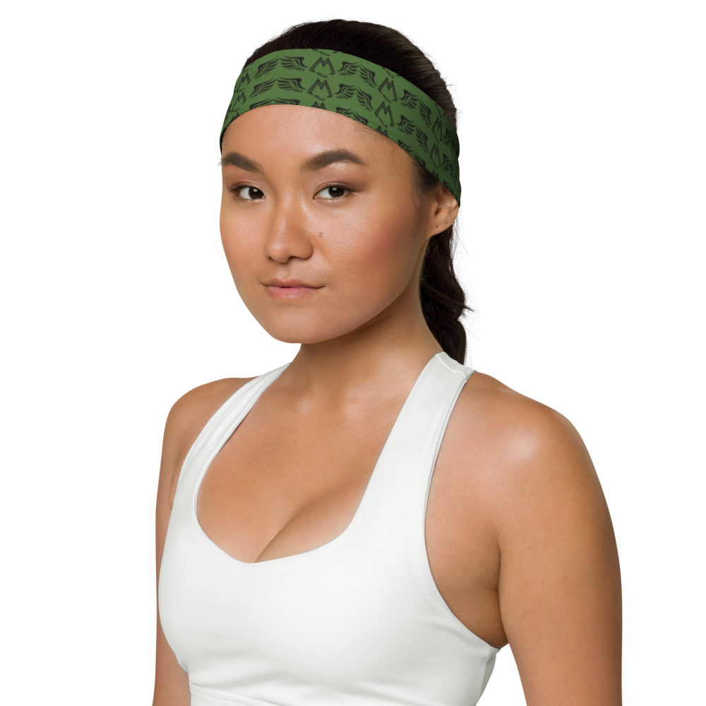 Army Green Headband With Duplicated Black MM Iconic Logo