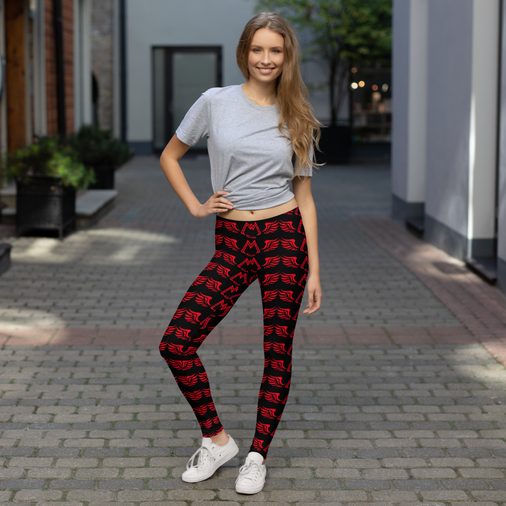 Black Leggings With Duplicated Red MM Iconic Logo