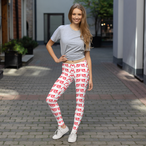 White Leggings With Duplicated Red MM Iconic Logo