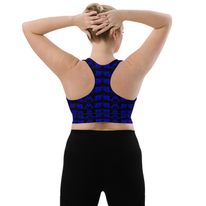 Black Longline Sports Bra With Duplicated Blue MM Iconic Logo