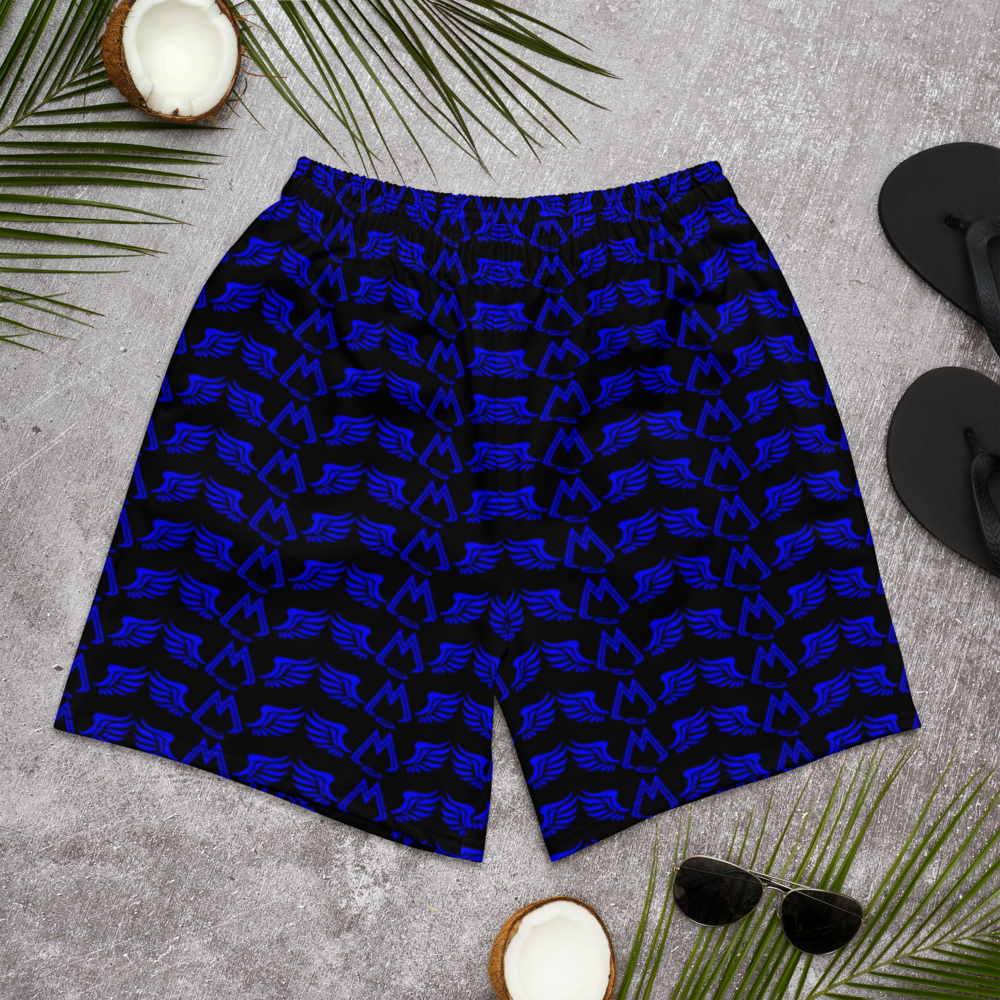 Black Athletic Long Shorts With Duplicated Blue MM Iconic Logo